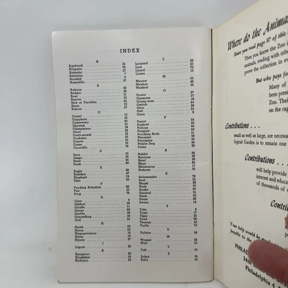 1953 Philadelphia Zoo Guide Book Map Roger Conant Vintage Zoological 9th Edition